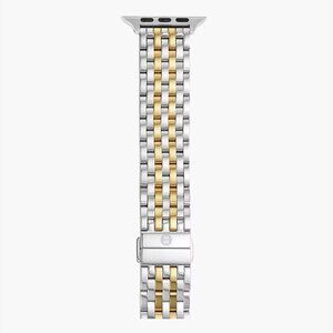 Michele Two Tone 18K Gold Plated Link Apple Watch Band Womens Samsung Stainless
